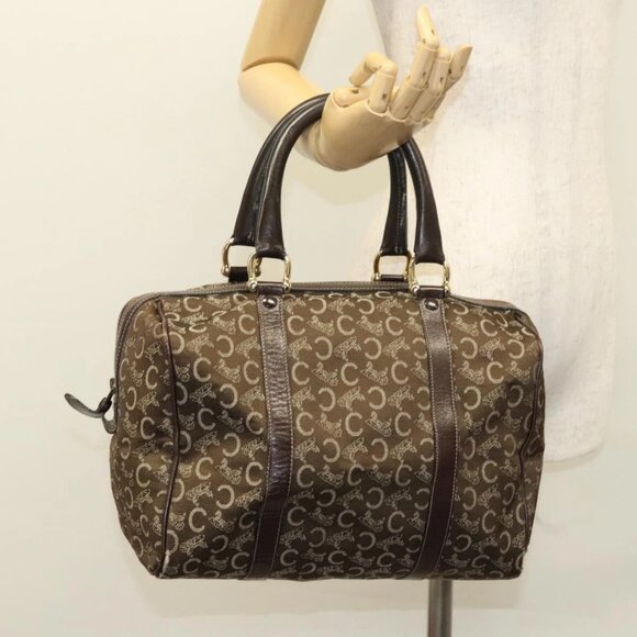 CELINE C Sulky Boston Bag Canvas Brown Gold Auth ep8383 - Picture 15 of 16